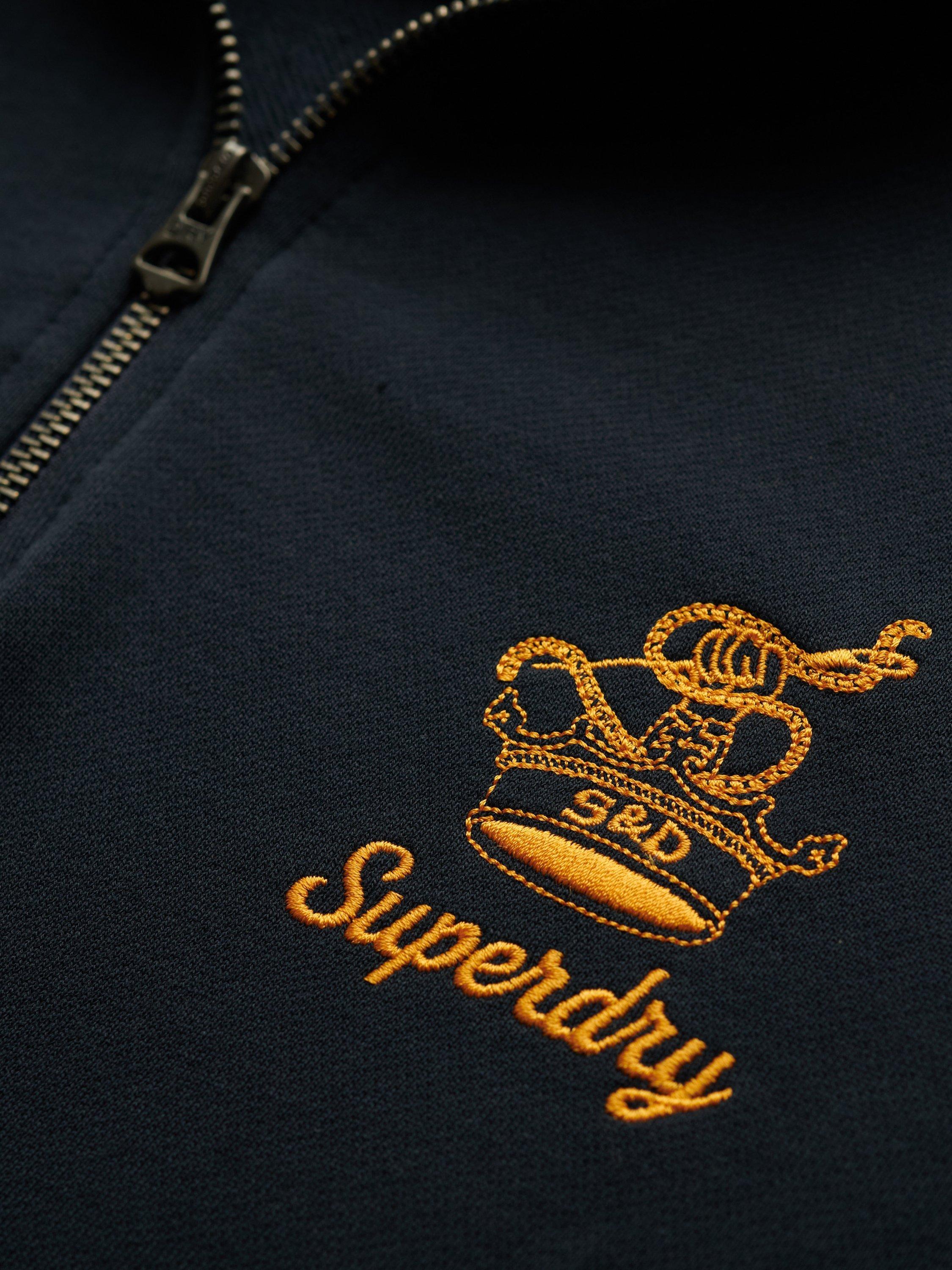 Product image 6 of 6, which shows Superdry Country Club Crest 1/2 Zip Sweatshirt, Eclipse Navy, 8