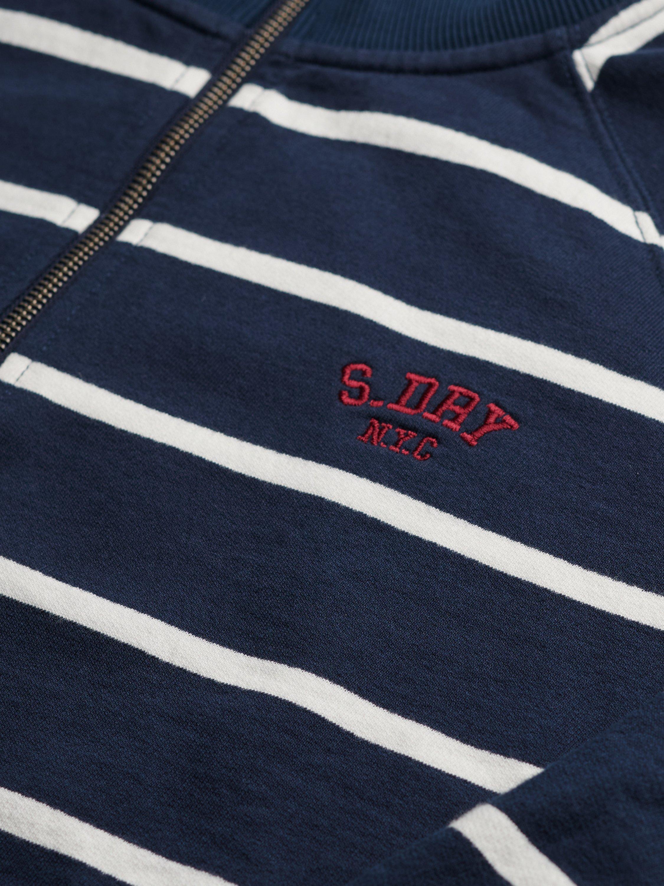 Product image 6 of 6, which shows Superdry Athletic Essentials Stripe 1/2 Zip Jumper, Navy Stripe, 12