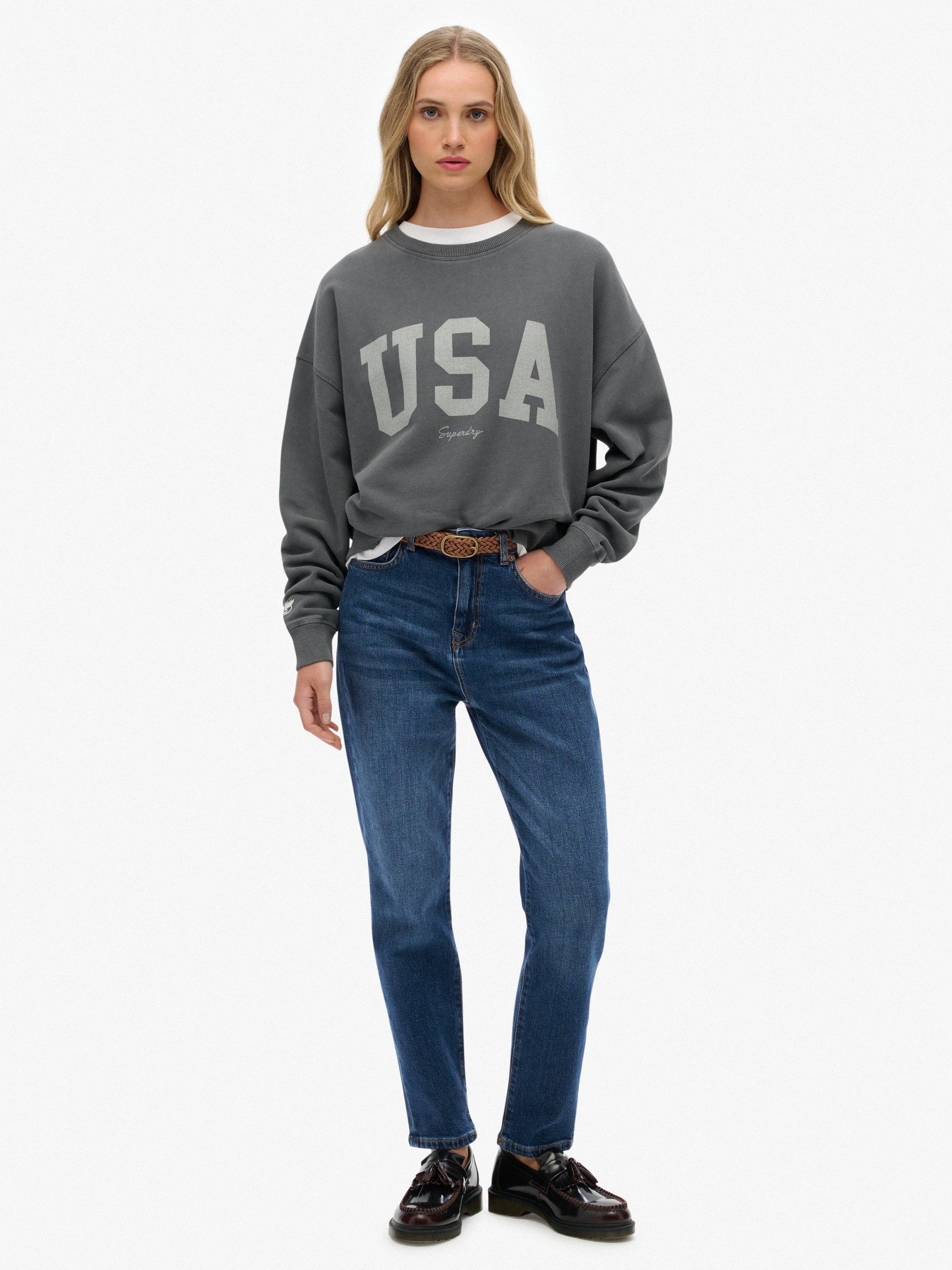 Product image 3 of 6, which shows Superdry Athletic Essentials Relaxed Crew Sweatshirt, Charcoal, 10