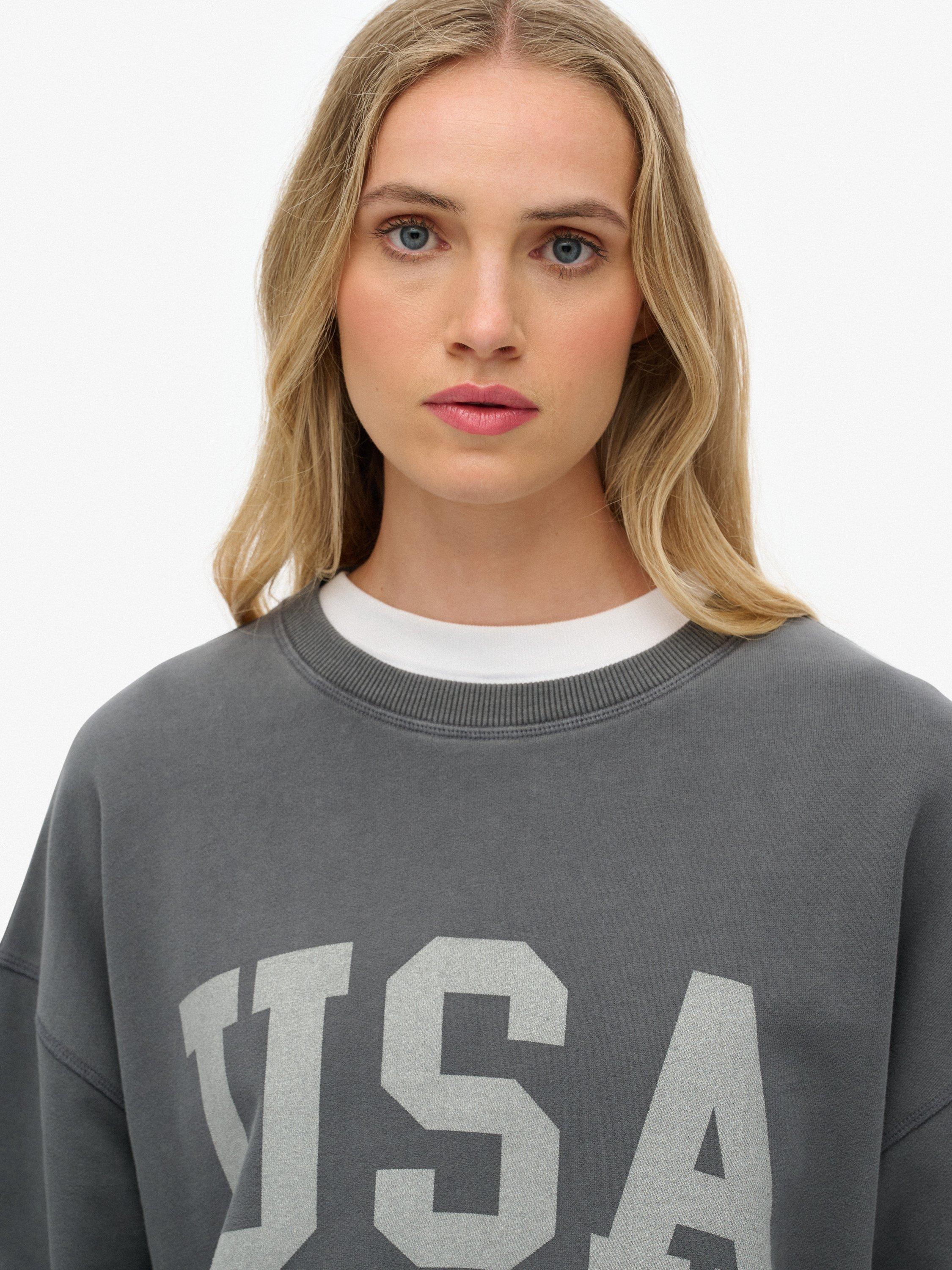 Product image 5 of 6, which shows Superdry Athletic Essentials Relaxed Crew Sweatshirt, Charcoal, 10