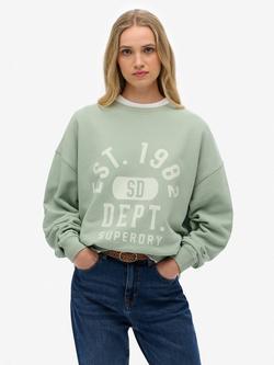 Superdry Athletic Essentials Relaxed Crew Sweatshirt, Light Jade Green