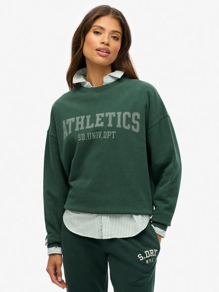 Superdry Athletic Essentials Relaxed Crew Sweatshirt, Enamel Green