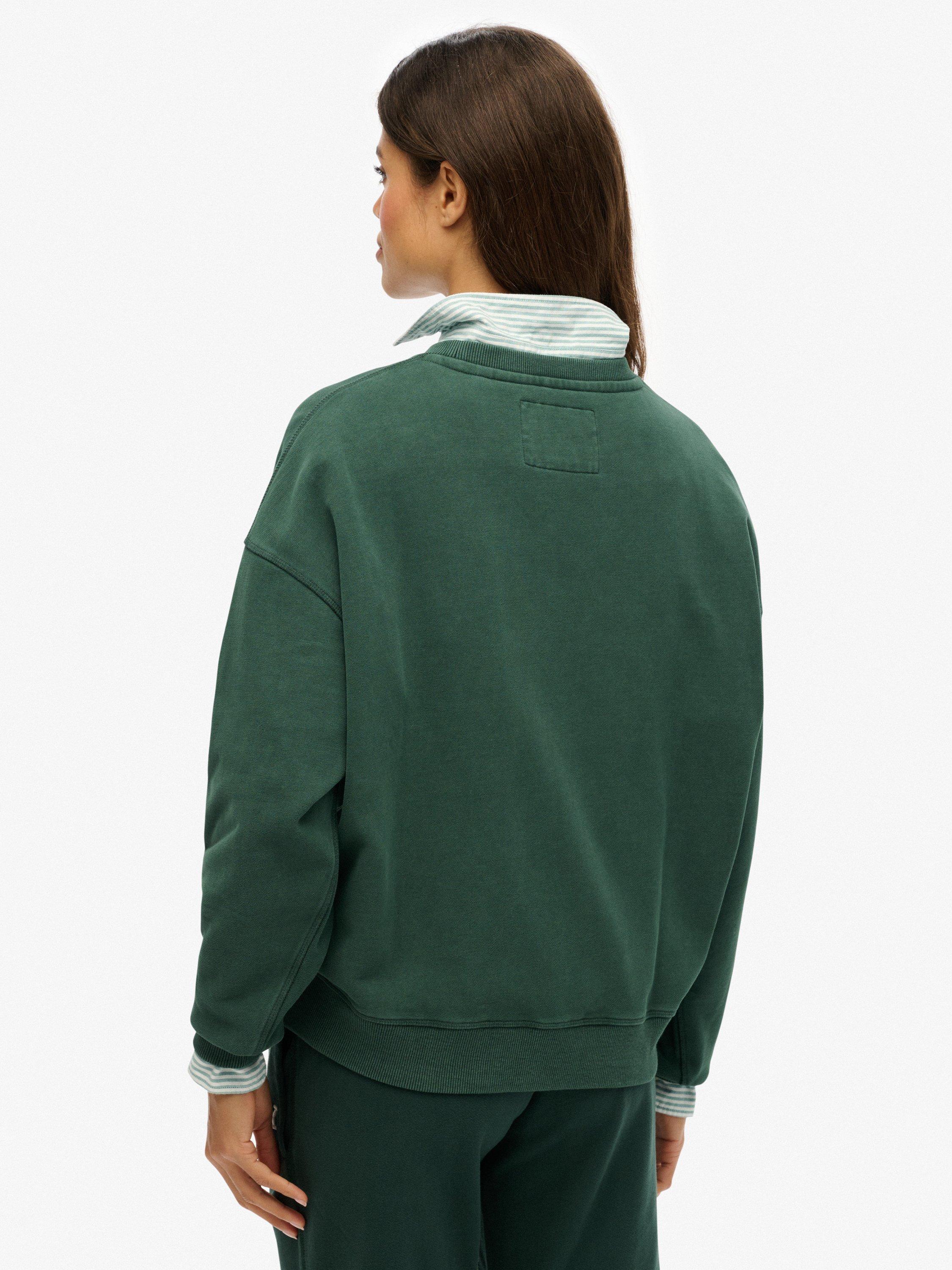 Product image 2 of 5, which shows Superdry Athletic Essentials Relaxed Crew Sweatshirt, Enamel Green, 6