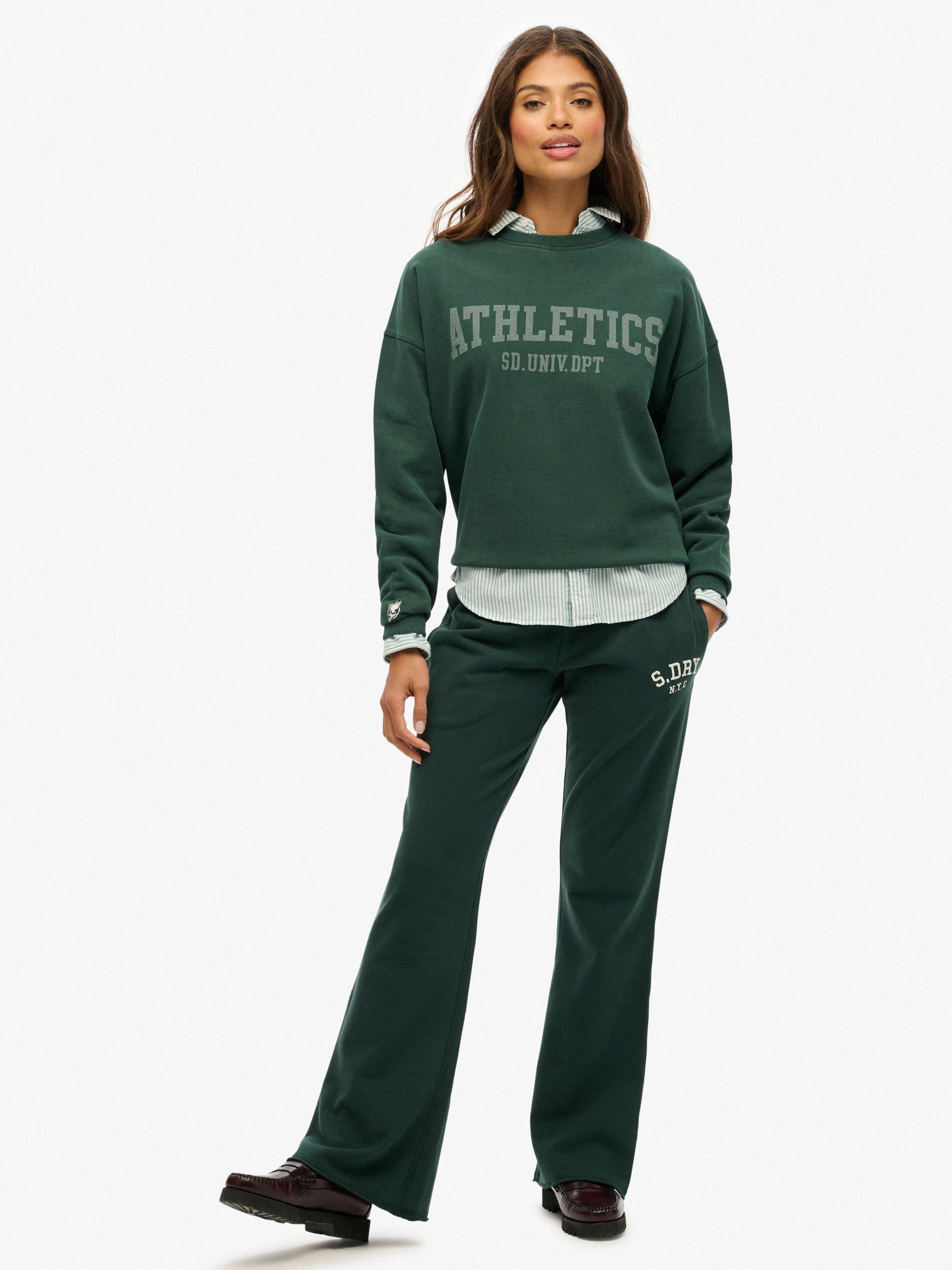 Product image 3 of 5, which shows Superdry Athletic Essentials Relaxed Crew Sweatshirt, Enamel Green, 6