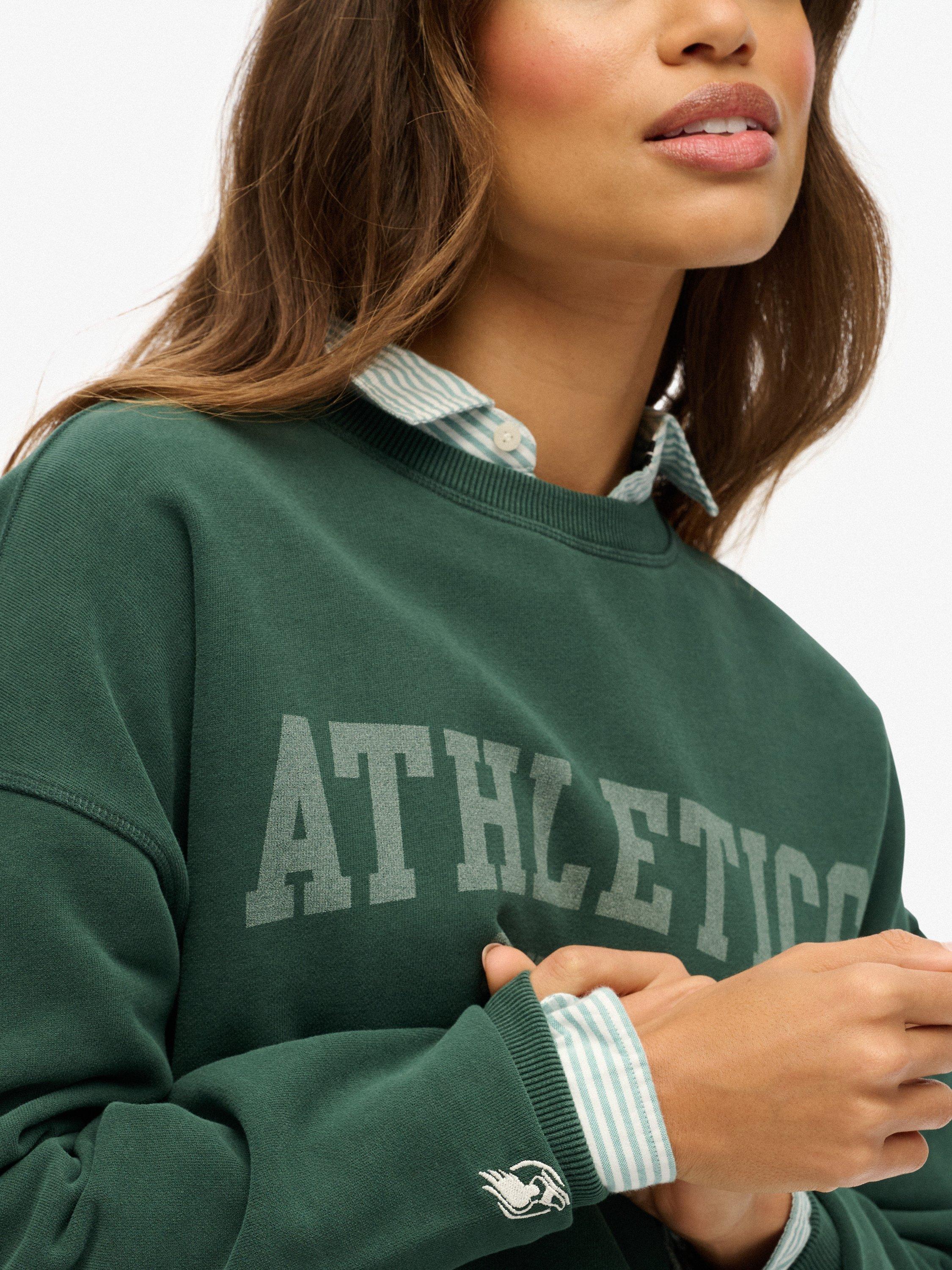 Product image 5 of 5, which shows Superdry Athletic Essentials Relaxed Crew Sweatshirt, Enamel Green, 6