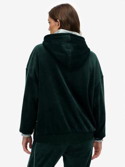 Superdry Country Club Velour Relaxed Hoodie, Enamel Green - view 2, Enamel Green