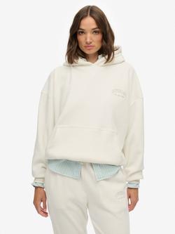 Superdry Country Club Velour Relaxed Hoodie, Off White, Off White