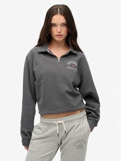 Superdry Athletic Collared 1/2 Zip Jumper, Charcoal