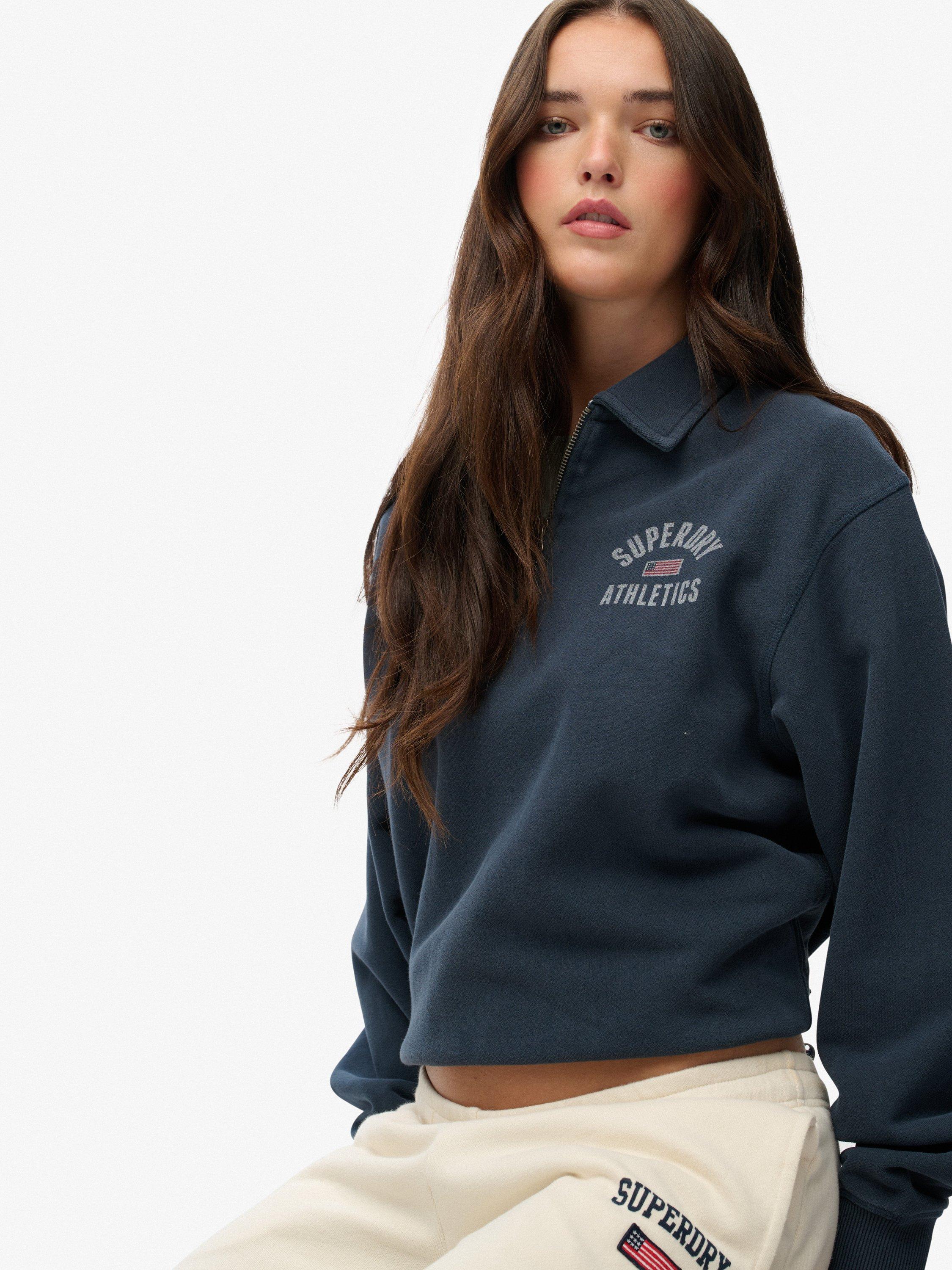 Product image 4 of 6, which shows Superdry Athletic Collared 1/2 Zip Jumper, Eclipse Navy, 14