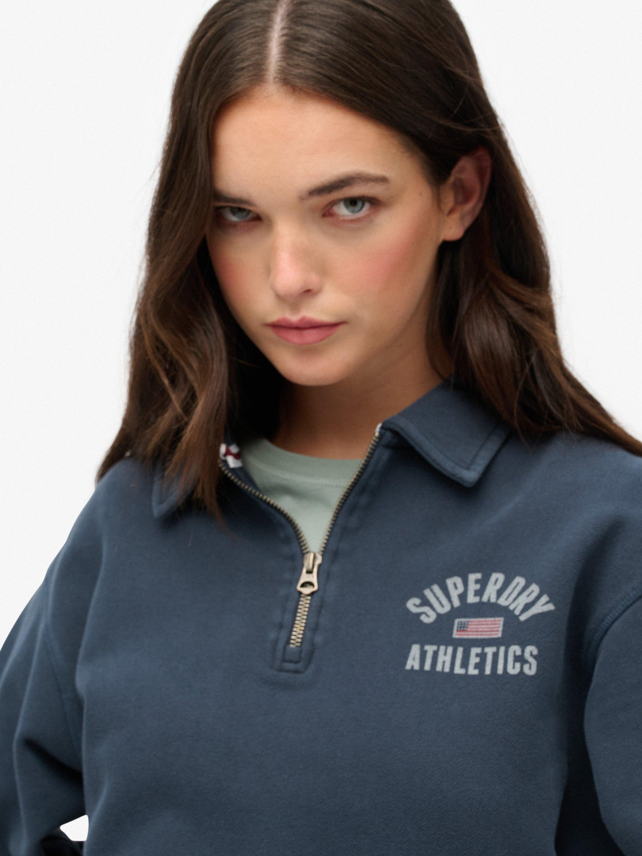 Product image 5 of 6, which shows Superdry Athletic Collared 1/2 Zip Jumper, Eclipse Navy, 14