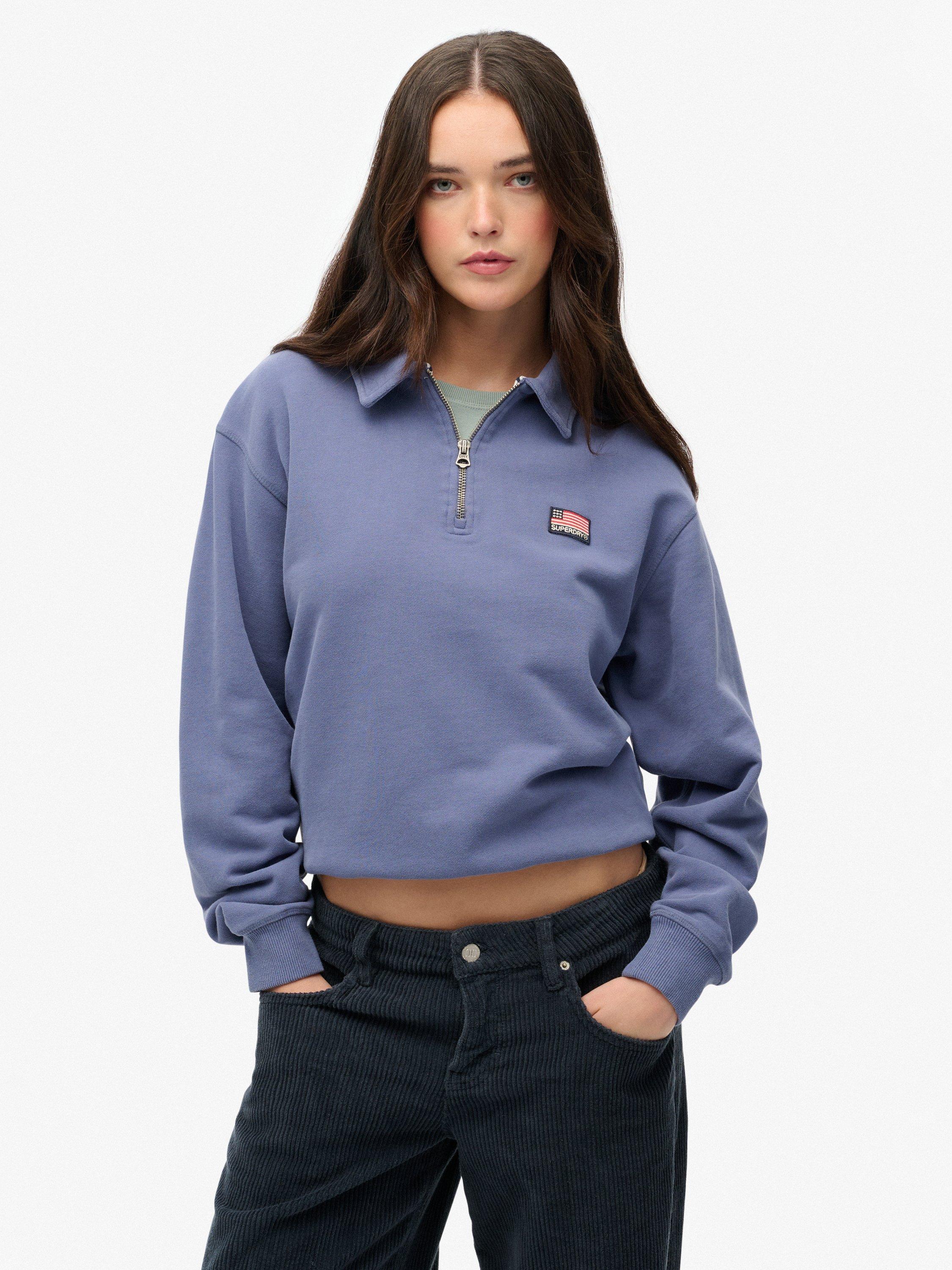 Product image 1 of 6, which shows Superdry Athletic Collared 1/2 Zip Jumper, Mariner Navy, 6