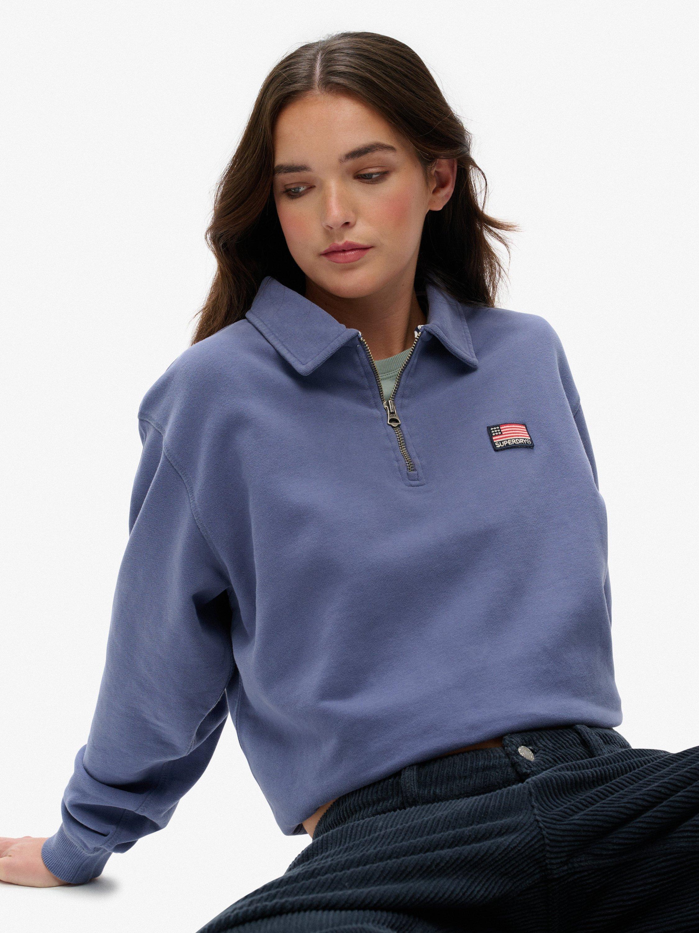 Product image 4 of 6, which shows Superdry Athletic Collared 1/2 Zip Jumper, Mariner Navy, 6