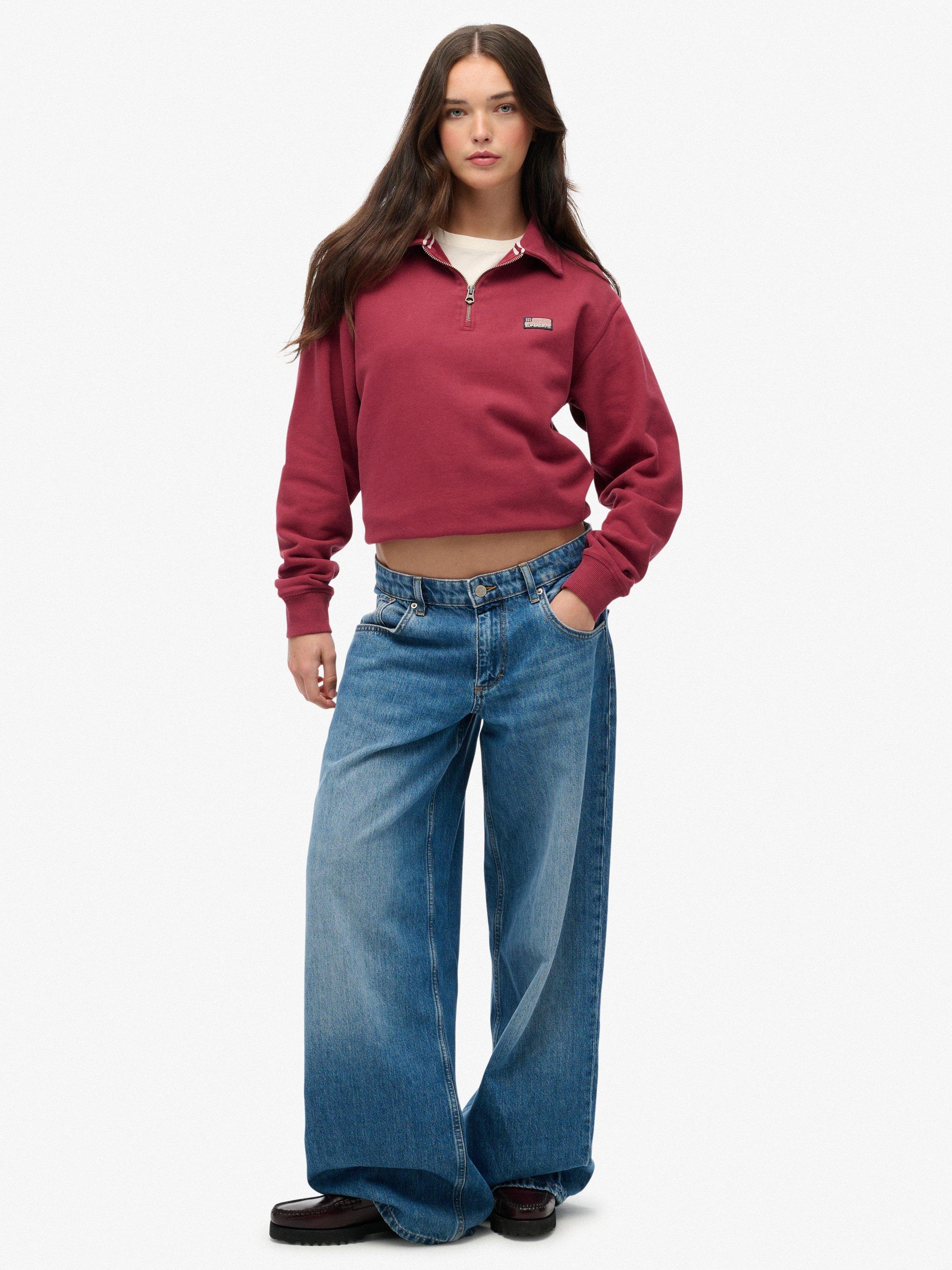 Product image 3 of 6, which shows Superdry Athletic Collared 1/2 Zip Jumper, Bordeaux Red, 14