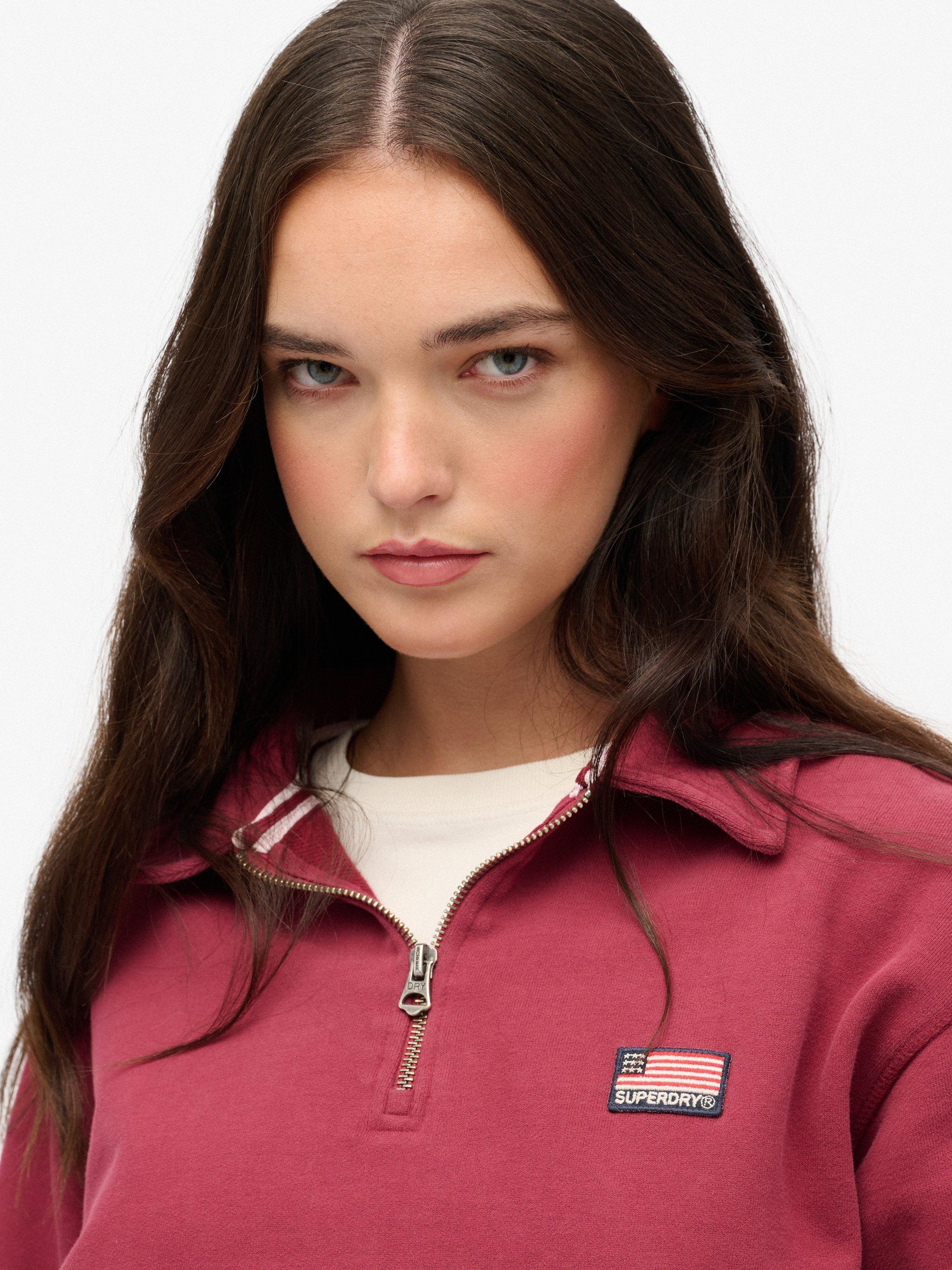 Product image 5 of 6, which shows Superdry Athletic Collared 1/2 Zip Jumper, Bordeaux Red, 14