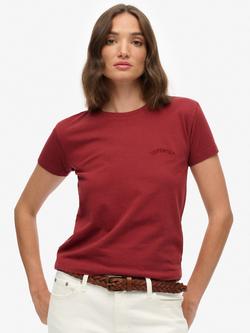Superdry Essential Logo Fitted T-Shirt, Bordeaux Red