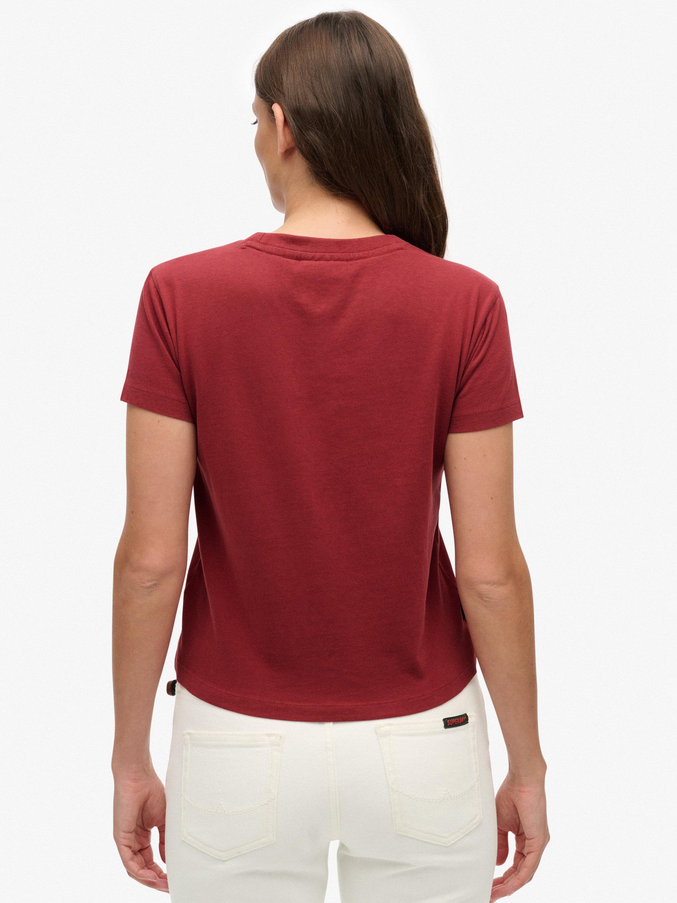 Product image 2 of 6, which shows Superdry Essential Logo Fitted T-Shirt, Bordeaux Red, 6