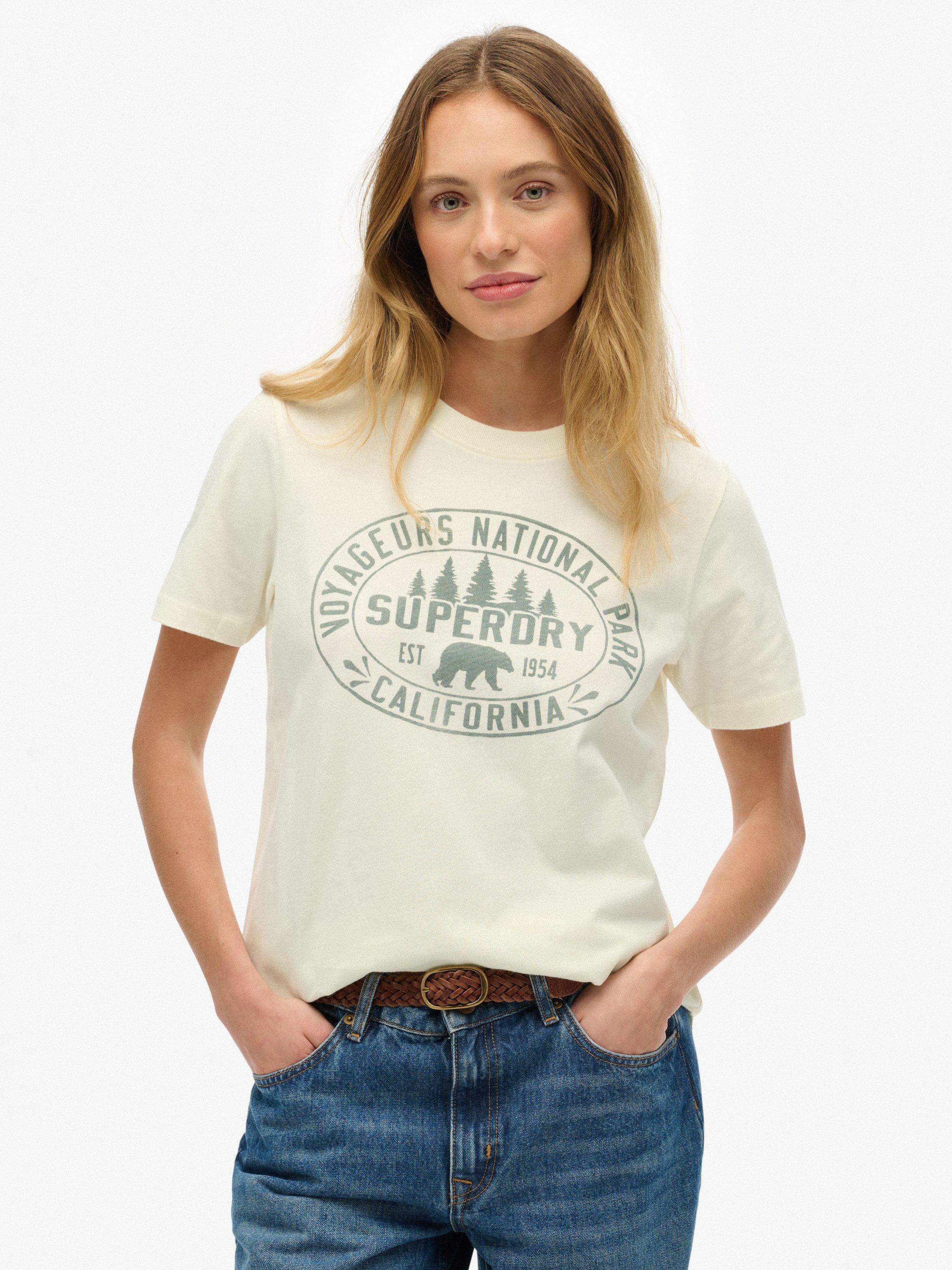 Product image 1 of 6, which shows Superdry Lo-fi Outdoors Relaxed T-Shirt, Off White, 6