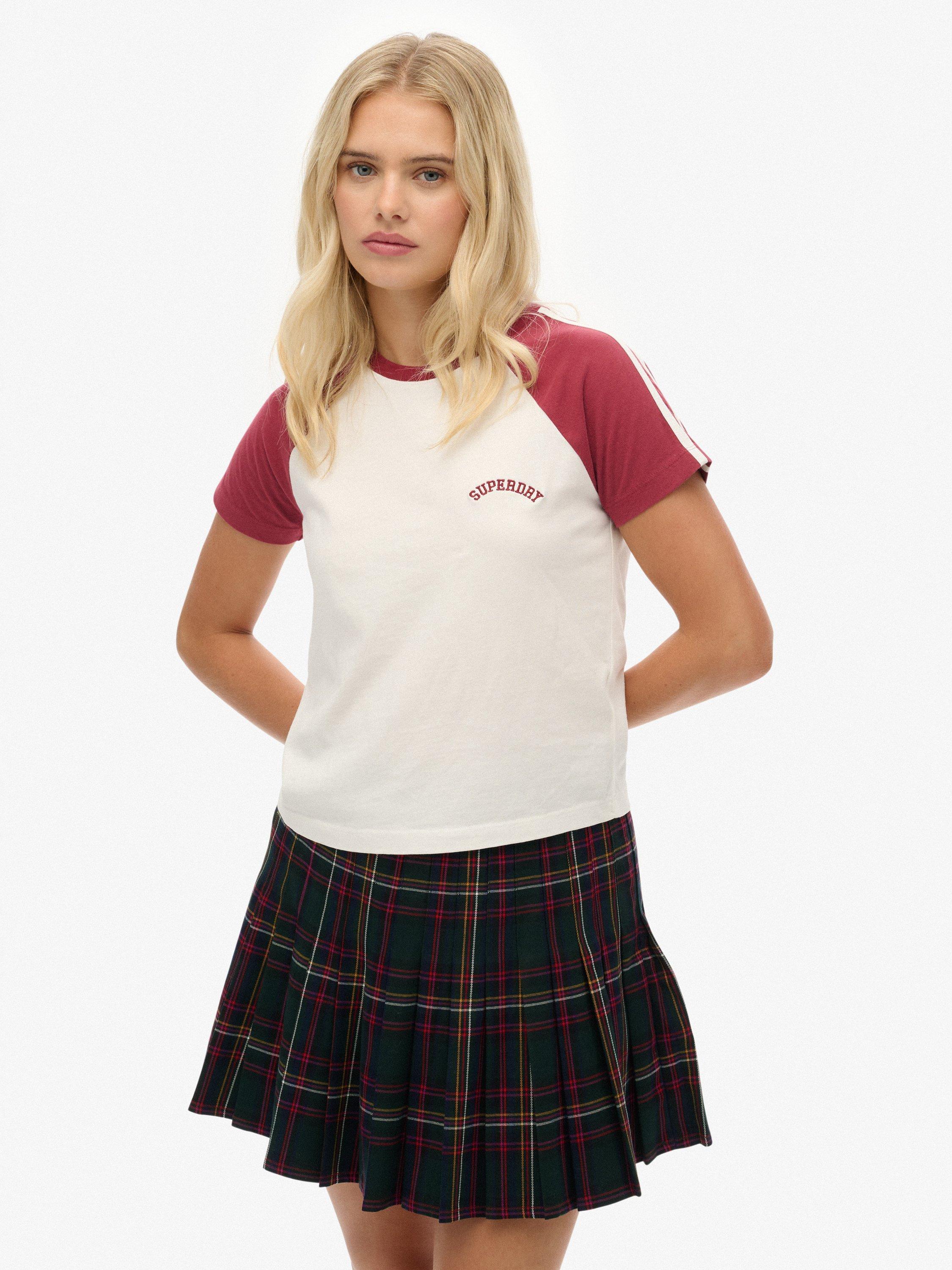 Product image 1 of 6, which shows Superdry Essential Logo Retro T-Shirt, Desert Bone/Red, 14