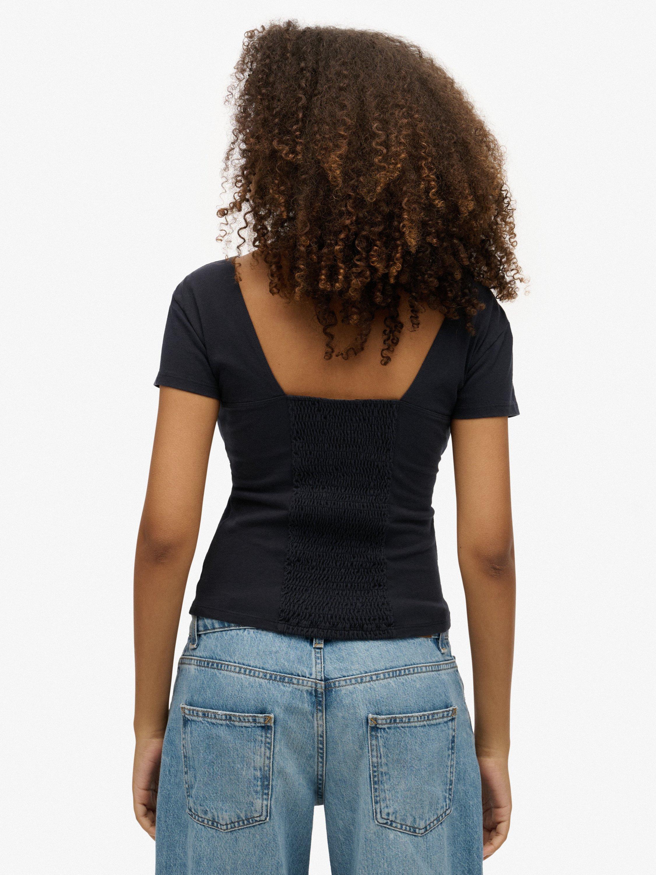 Product image 2 of 5, which shows Superdry Cap Sleeve Corset Top, Eclipse Navy, 6