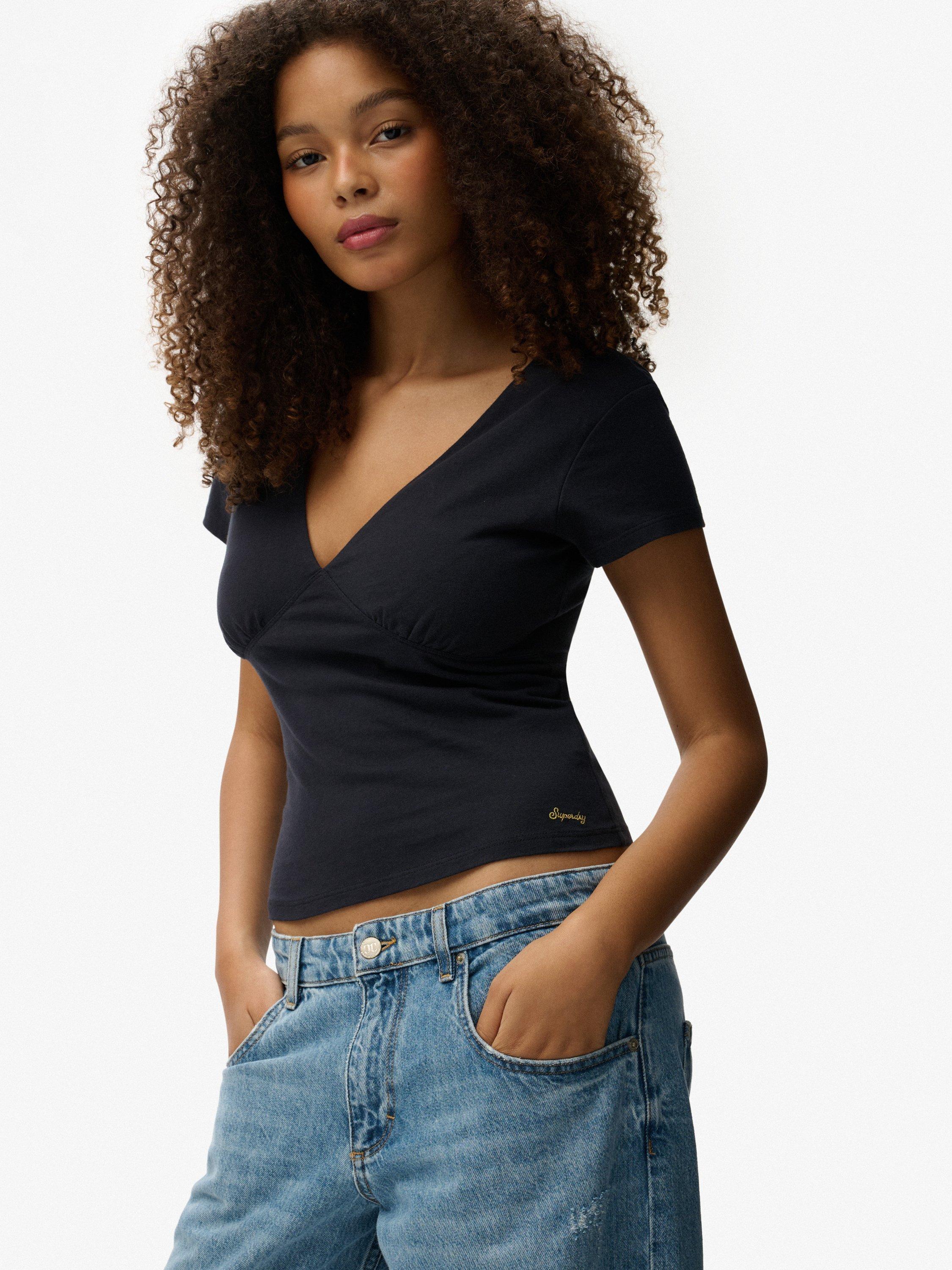 Product image 4 of 5, which shows Superdry Cap Sleeve Corset Top, Eclipse Navy, 6