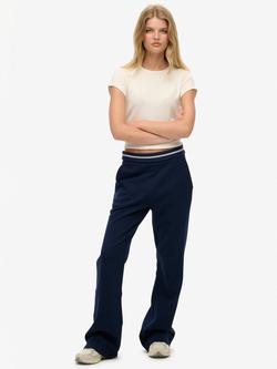 Superdry Athletic Essentials Logo Low Rise Flare Joggers, Richest Navy, Richest Navy