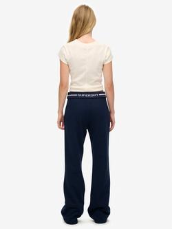 Superdry Athletic Essentials Logo Low Rise Flare Joggers, Richest Navy - view 2, Richest Navy