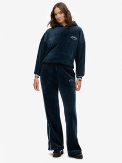 Superdry Country Club Velour Straight Joggers, Rich Navy, Rich Navy