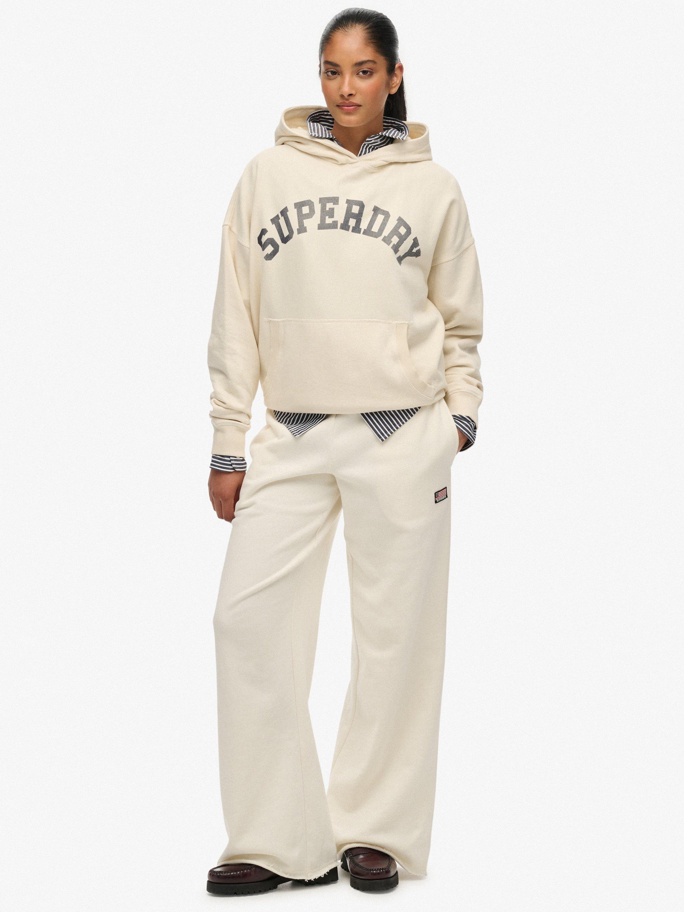 Product image 1 of 7, which shows Superdry Athletic Essentials Straight Leg Joggers, Off White, 6