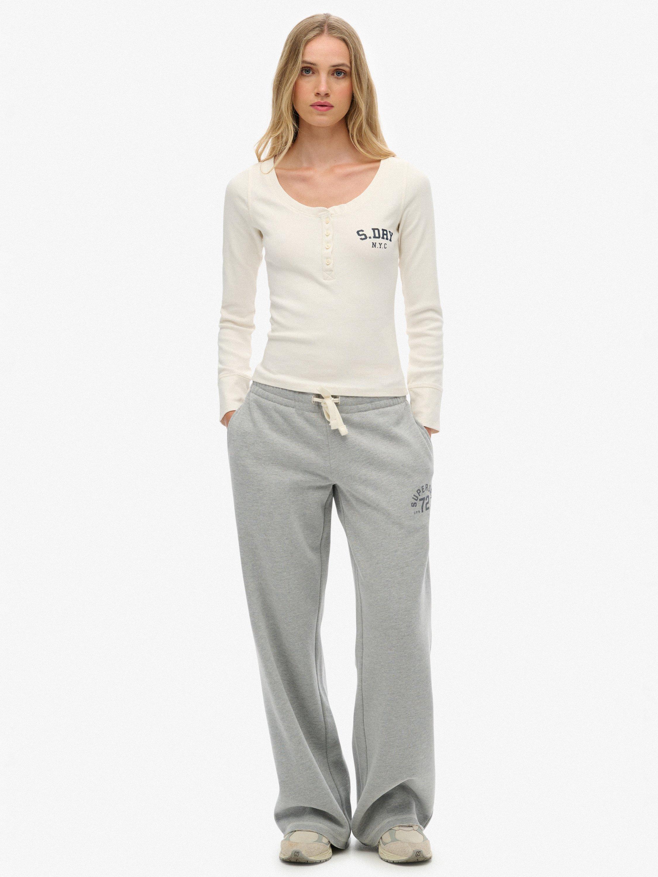 Product image 1 of 7, which shows Superdry Athletic Essentials Straight Leg Joggers, Grey Marl, 6