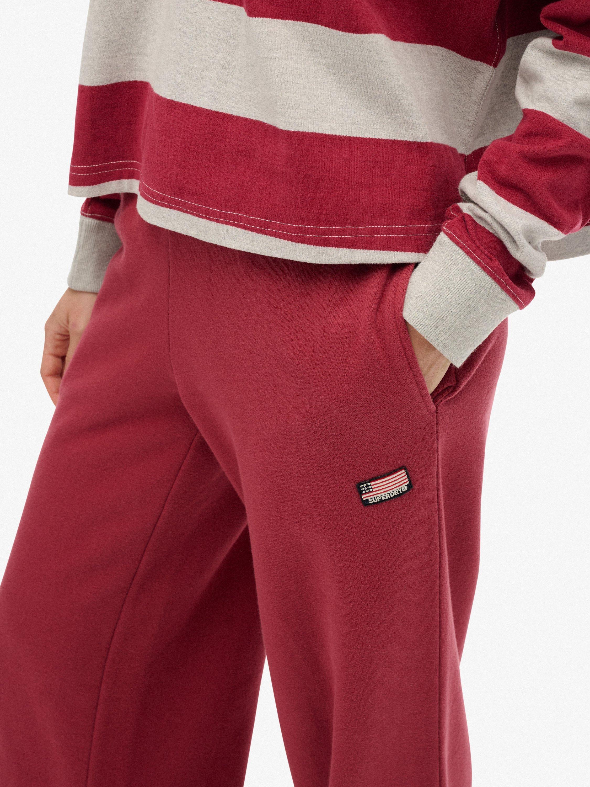 Product image 6 of 7, which shows Superdry Athletic Essentials Straight Leg Joggers, Bordeaux Red, 8