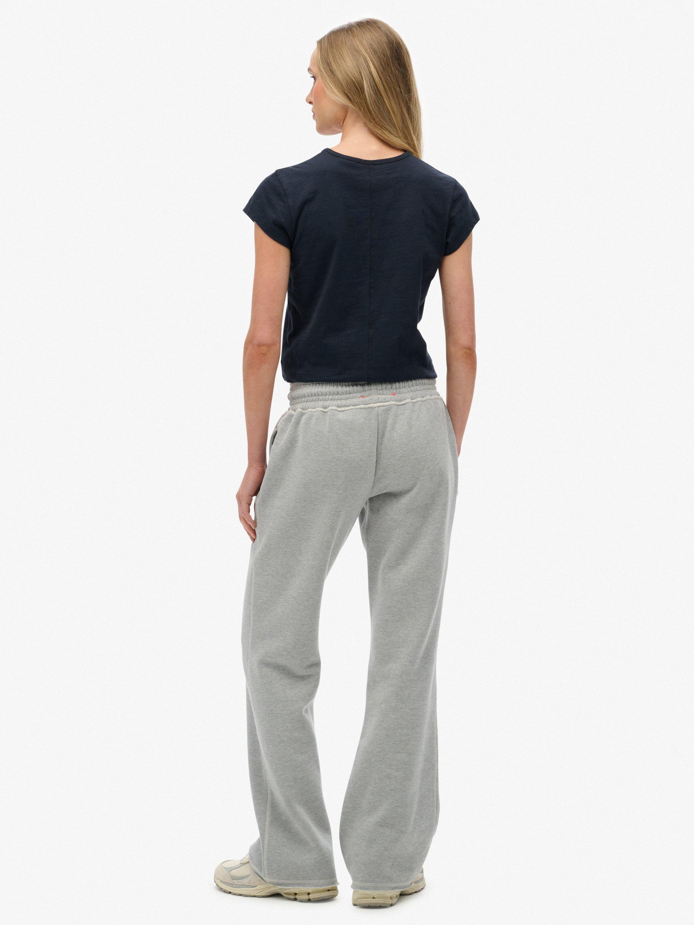 Product image 2 of 7, which shows Superdry Athletic Print Flare Joggers, Grey Marl, 6