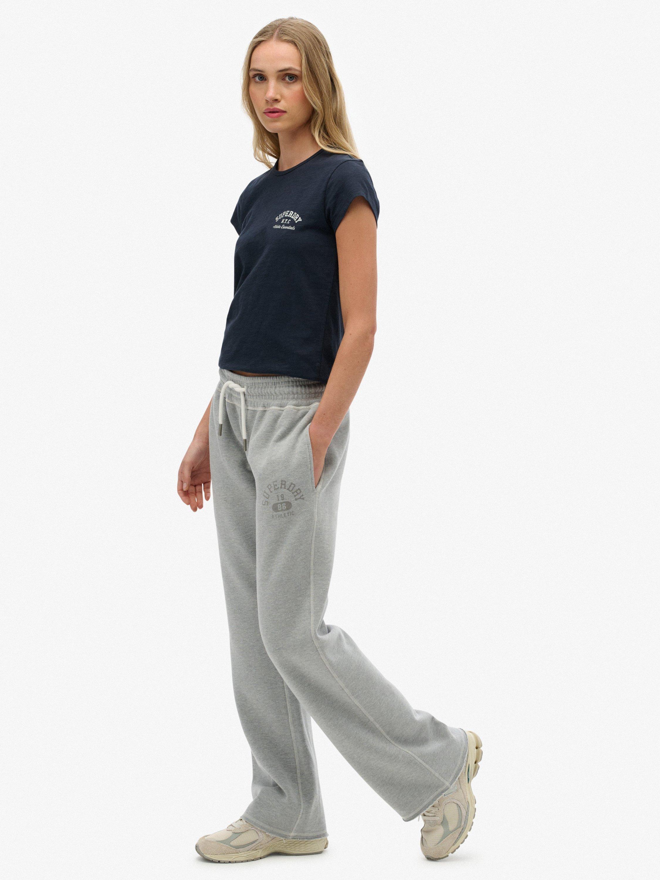 Product image 3 of 7, which shows Superdry Athletic Print Flare Joggers, Grey Marl, 6