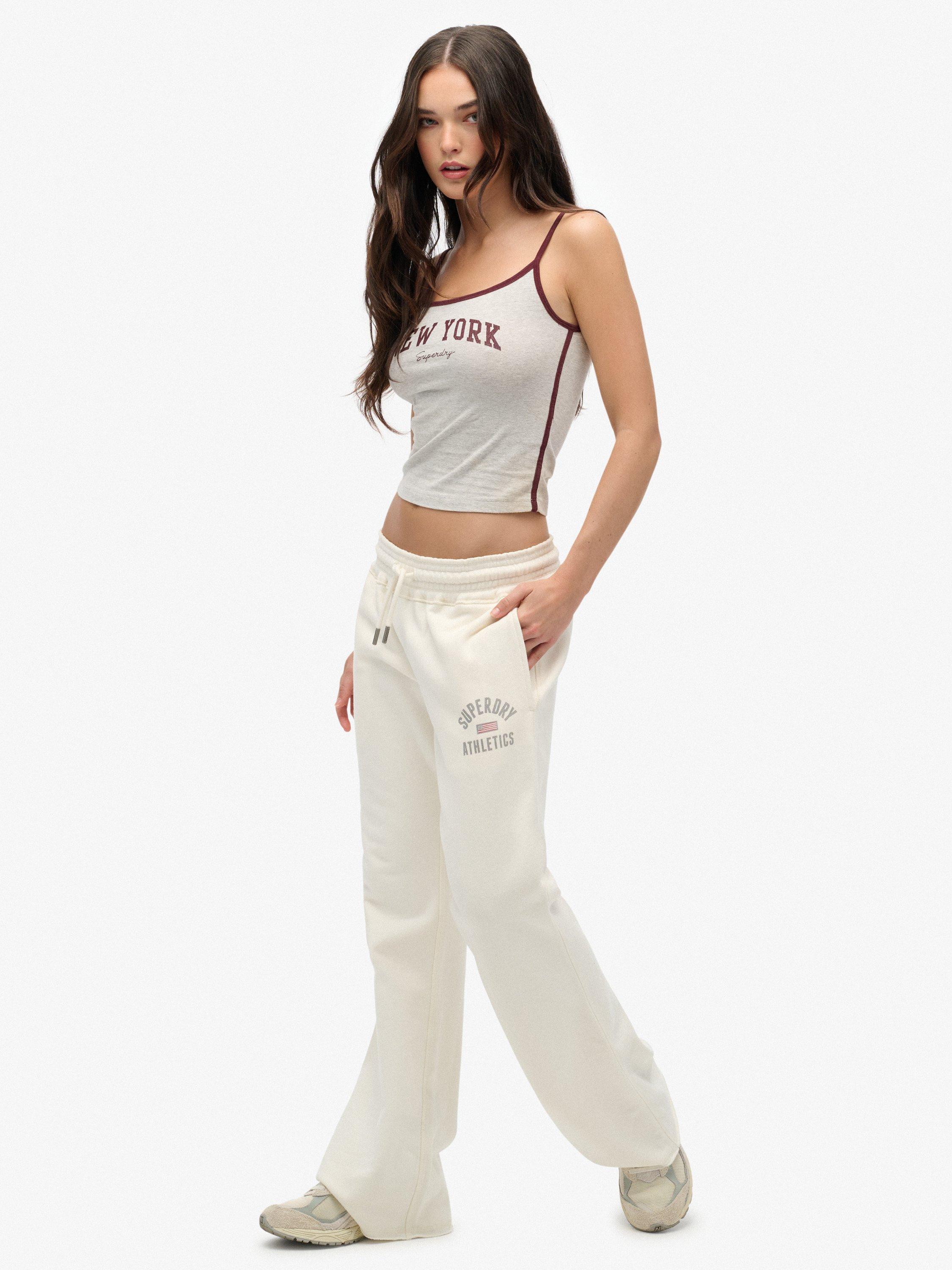 Product image 3 of 7, which shows Superdry Athletic Print Flare Joggers, Off White, 8