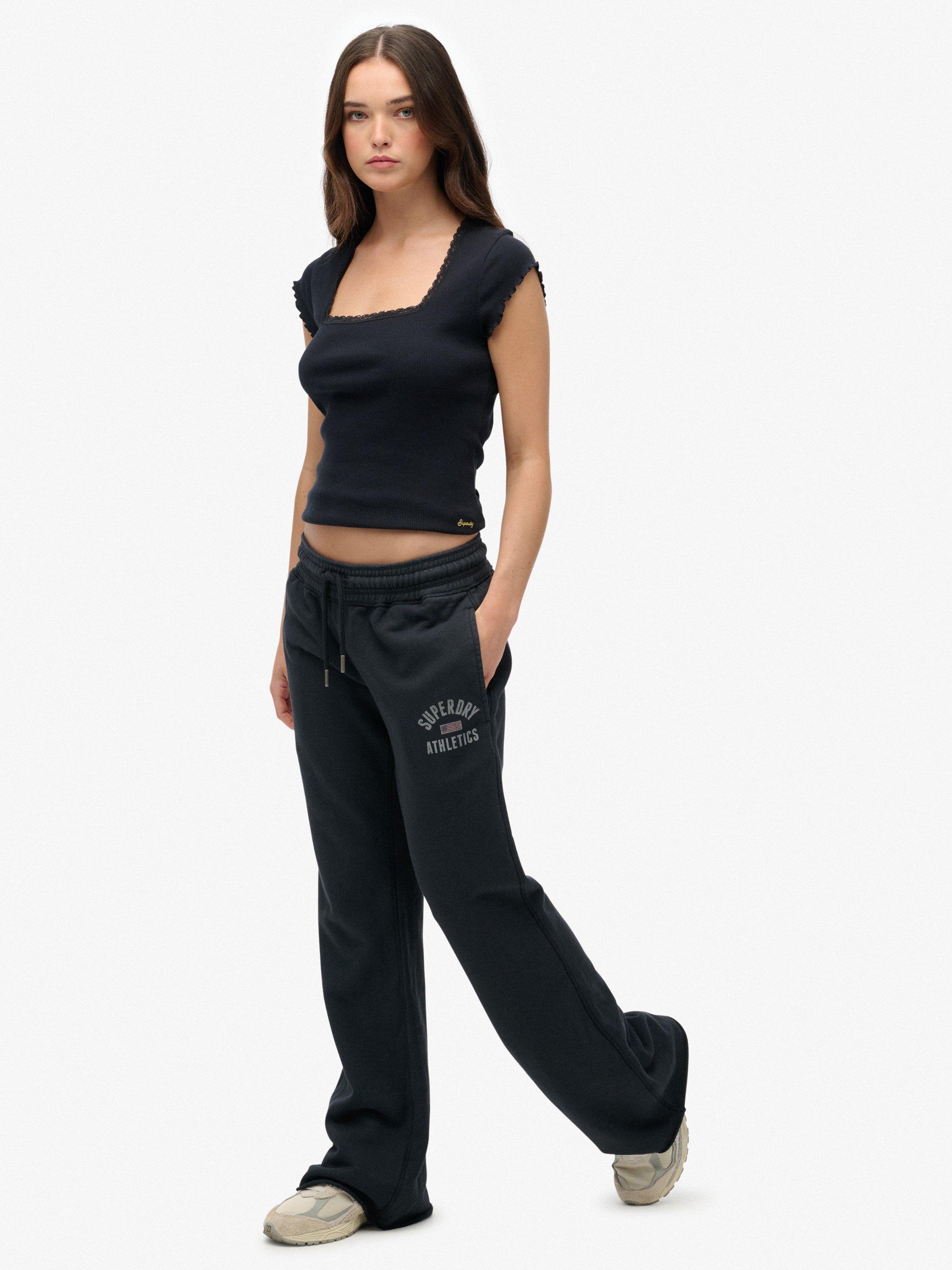 Product image 3 of 7, which shows Superdry Athletic Print Flare Joggers, Eclipse Navy, 16