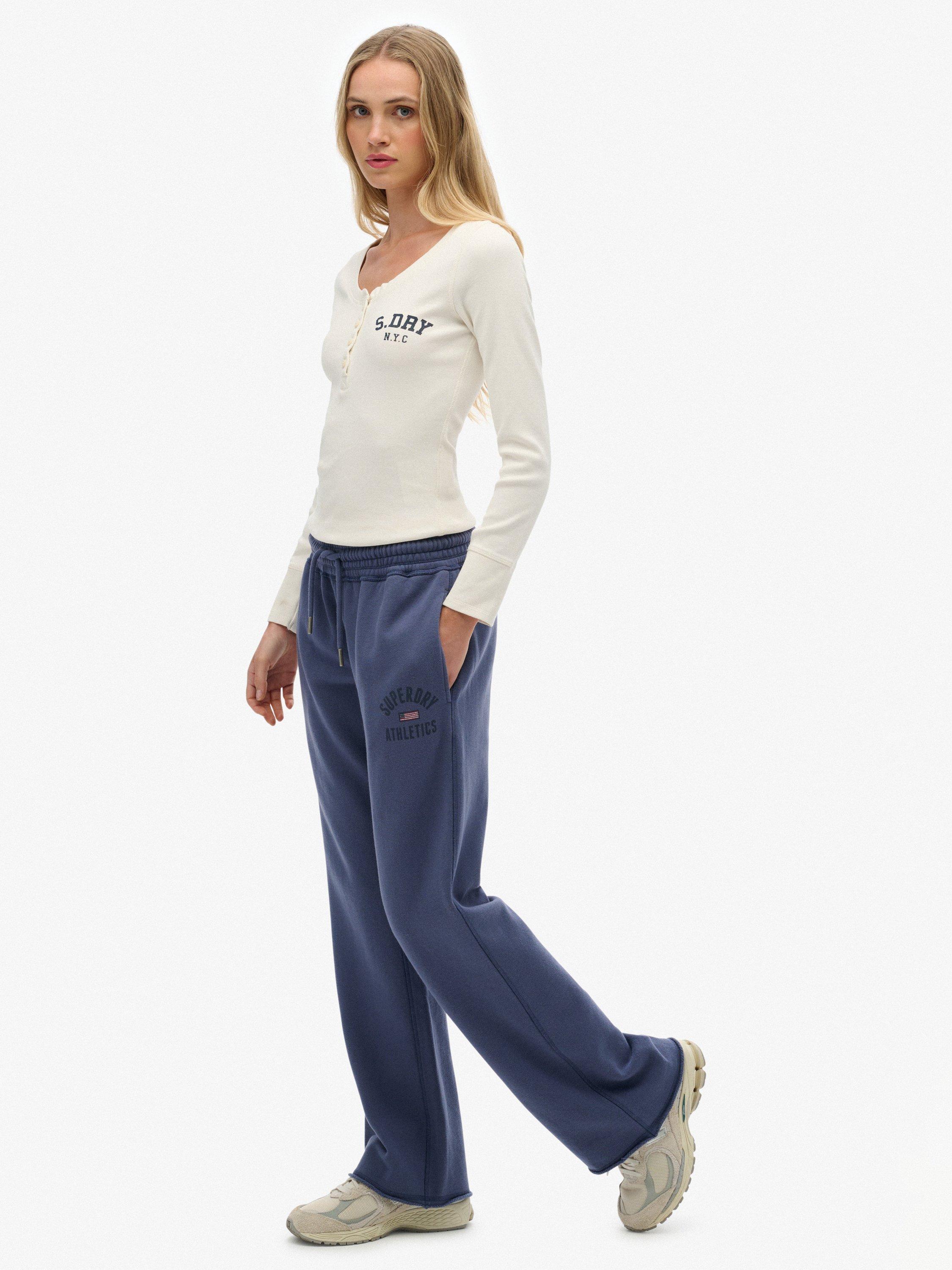 Product image 3 of 7, which shows Superdry Athletic Print Flare Joggers, Mariner Navy, 14