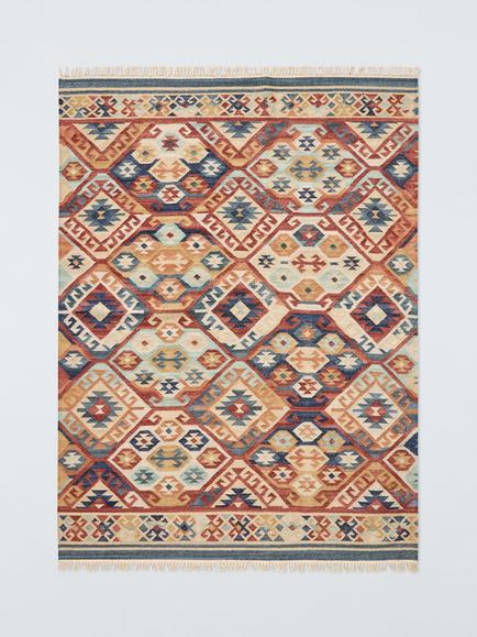 John Lewis Amina Kelim Hand Woven Wool Rich Rug, Multi, Multi