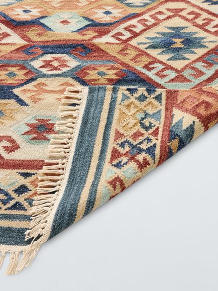 John Lewis Amina Kelim Hand Woven Wool Rich Rug, Multi - view 2, Multi