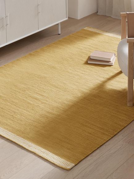 John Lewis Flatwoven Border Hand Woven Wool Rich Runner Rug, Ochre - view 2, Ochre