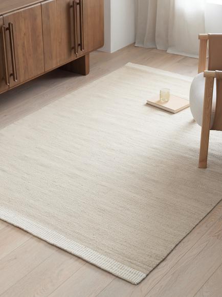 John Lewis Flatwoven Border Hand Woven Wool Rich Runner Rug - view 2, Neutral