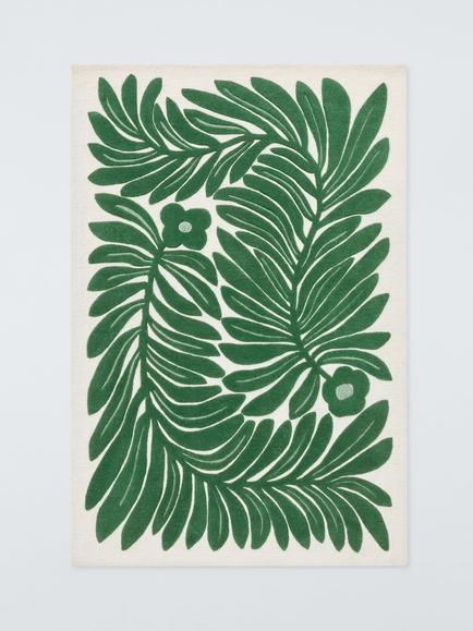 John Lewis x Anine Cecilie Iversen Zinnia Floral Hand Tufted Pure Wool Rug, Green, Green