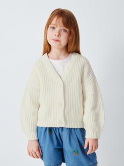 John Lewis V-Neck Textured Cardigan, Cream, Cream