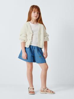 John Lewis V-Neck Textured Cardigan, Cream - view 2, Cream