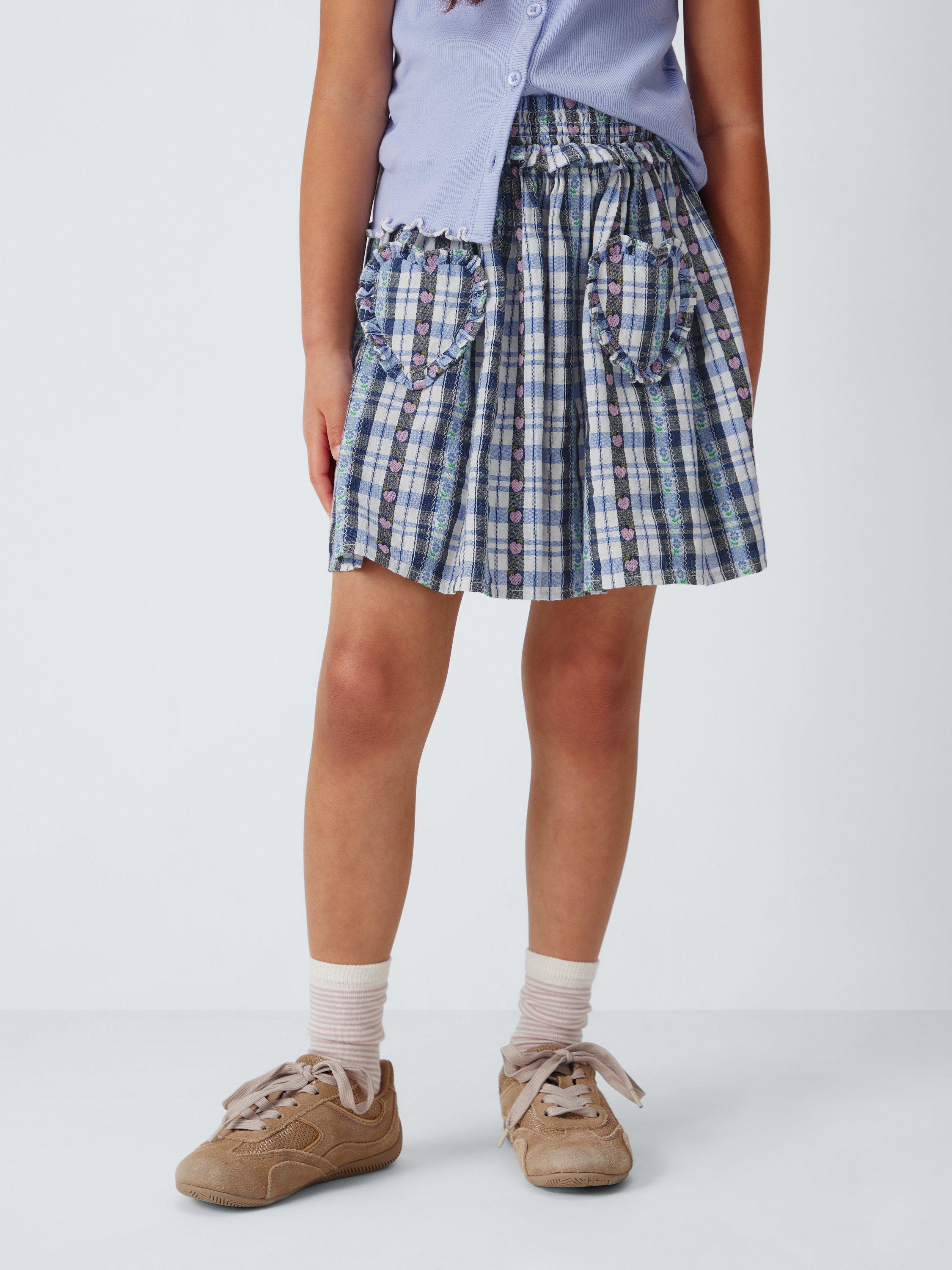Product image 1 of 7, which shows John Lewis Kids' Gingham Ruffle Skirt, Multi, 3 years