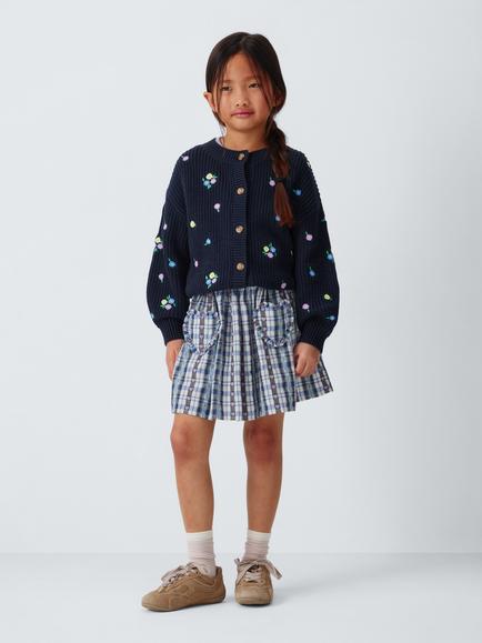 John Lewis Kids' Gingham Ruffle Skirt, Multi - view 2, Multi