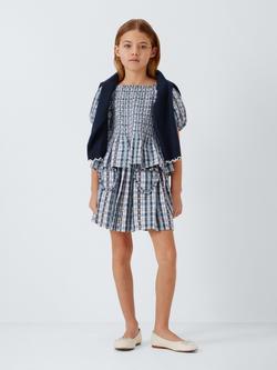 John Lewis Kids' Gingham Puff Sleeve Top, Multi - view 2, Multi