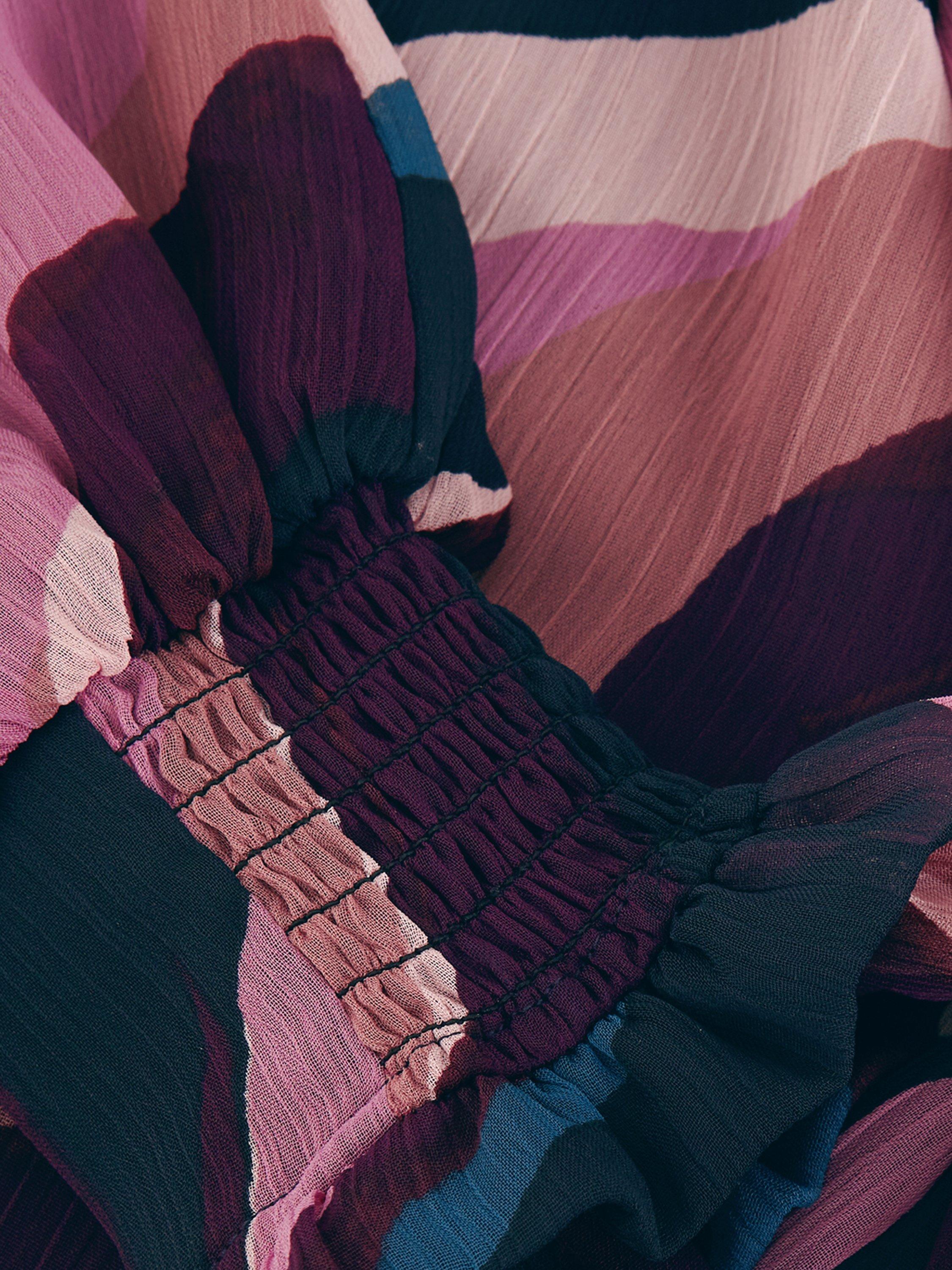 Product image 6 of 9, which shows Phase Eight Selby Swirl Tie Neck Blouse, Multi, 14