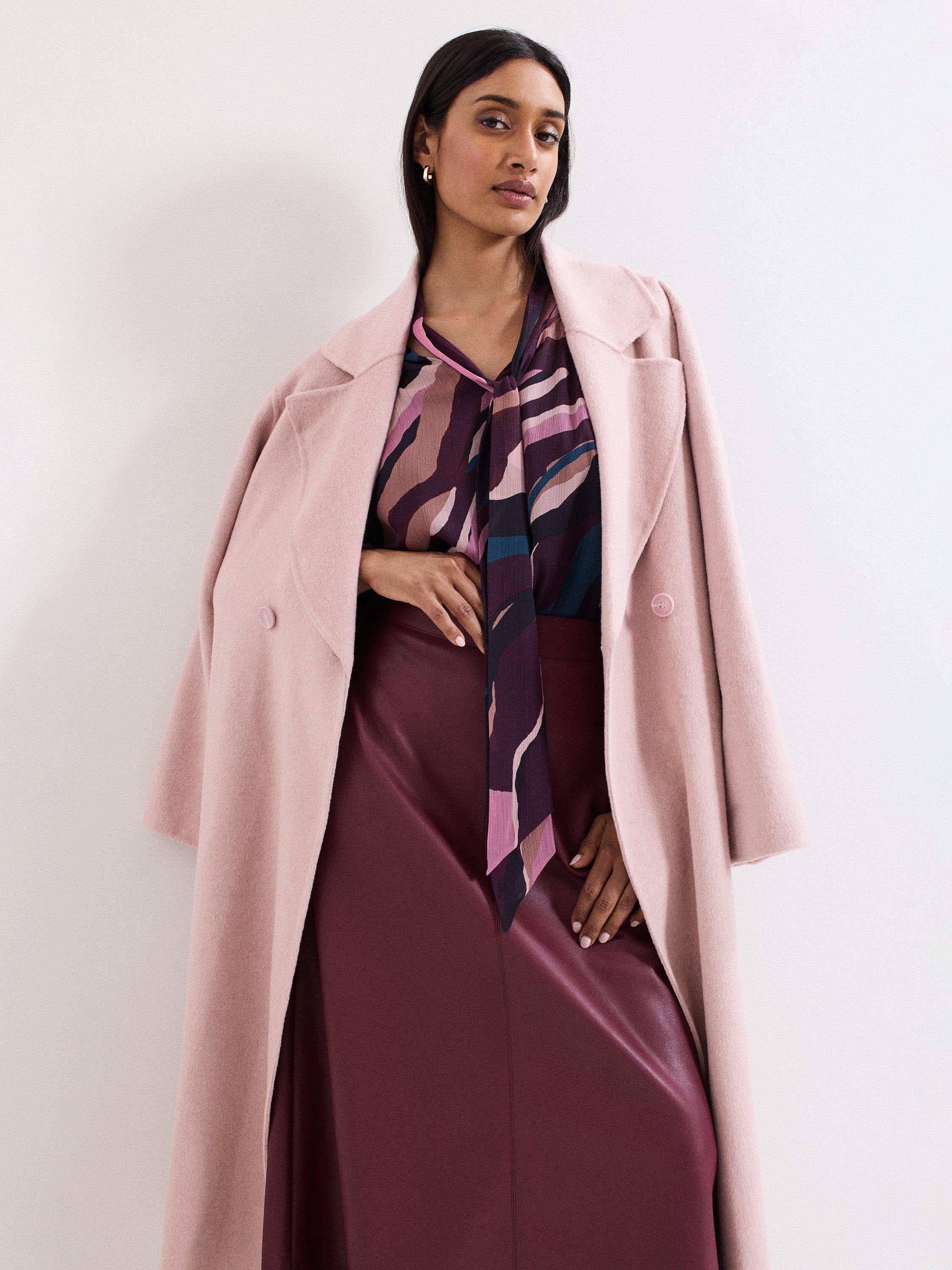 Product image 8 of 9, which shows Phase Eight Selby Swirl Tie Neck Blouse, Multi, 14