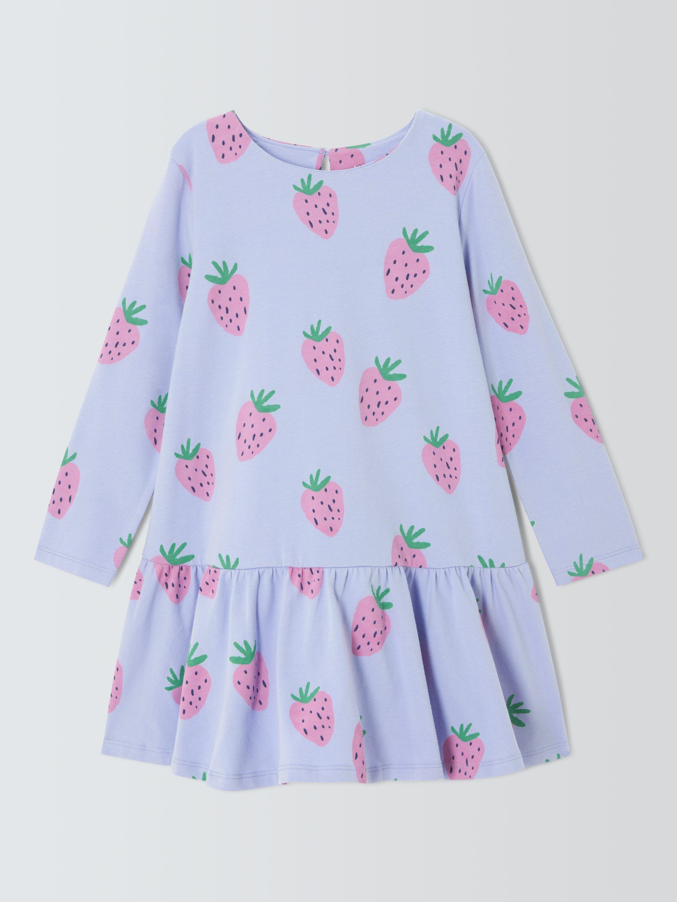 Product image 3 of 7, which shows John Lewis Kid's Strawberry Jersey Dress, Multi, 3 years