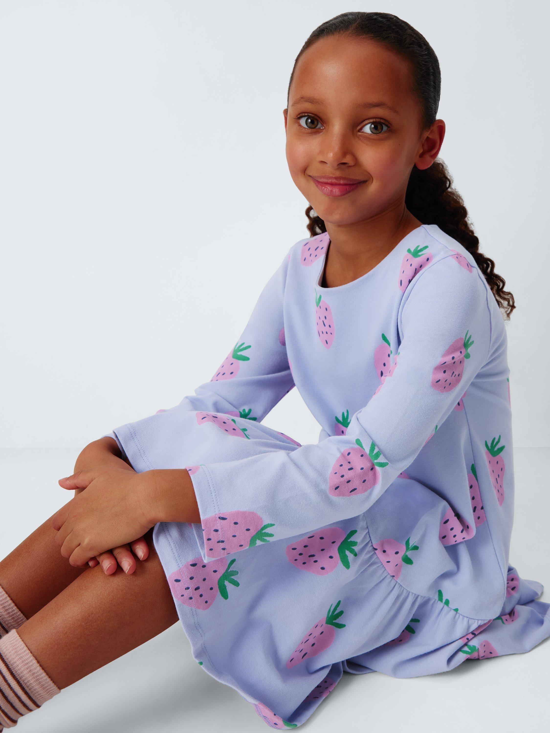 Product image 4 of 7, which shows John Lewis Kid's Strawberry Jersey Dress, Multi, 3 years
