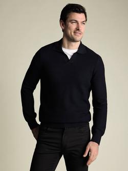 Charles Tyrwhitt Honeycomb Knit Trophy Neck Jumper, Navy, Navy